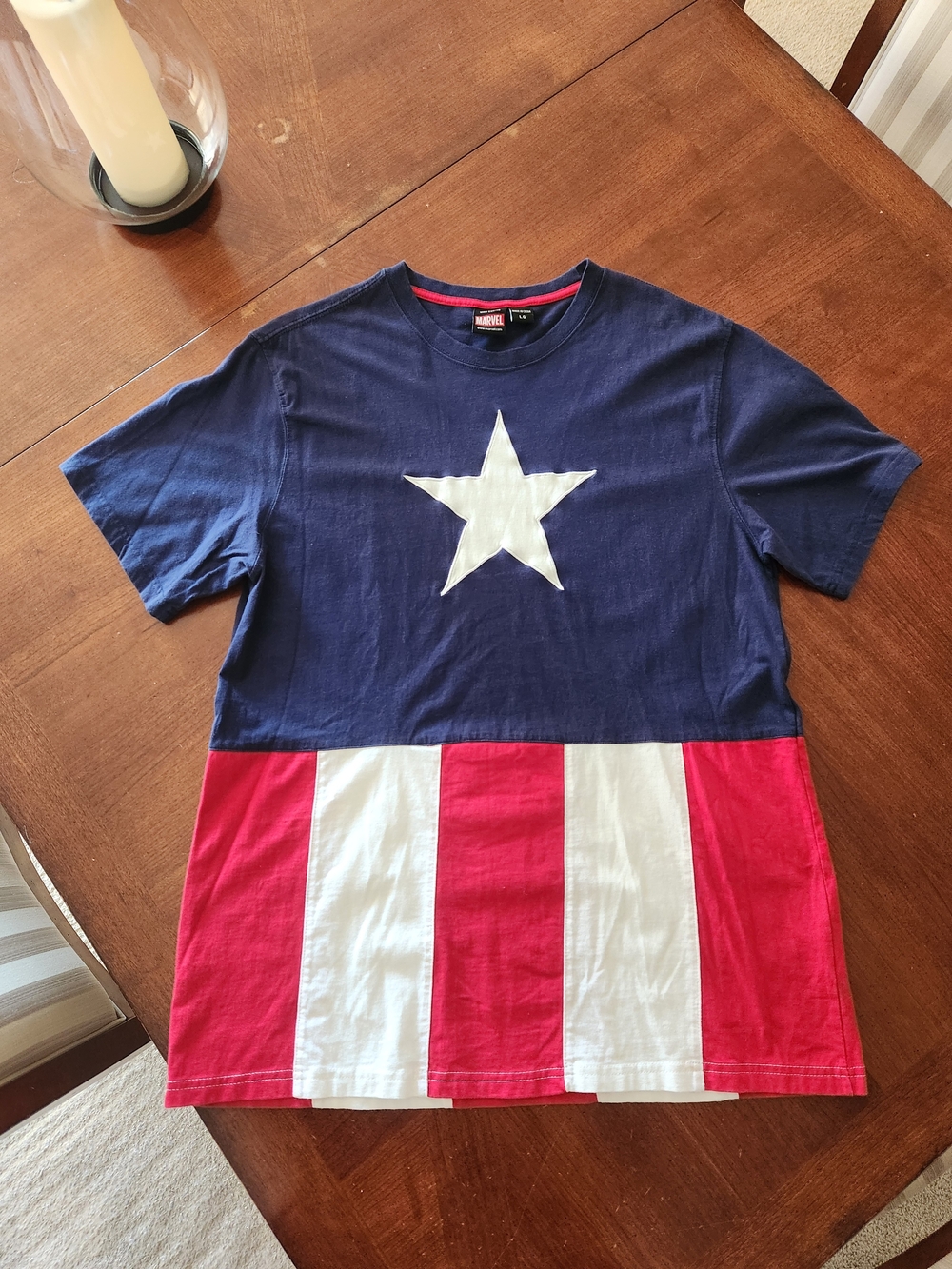 Marvel Captain America Star Tee - Navy/Red/White Men Large